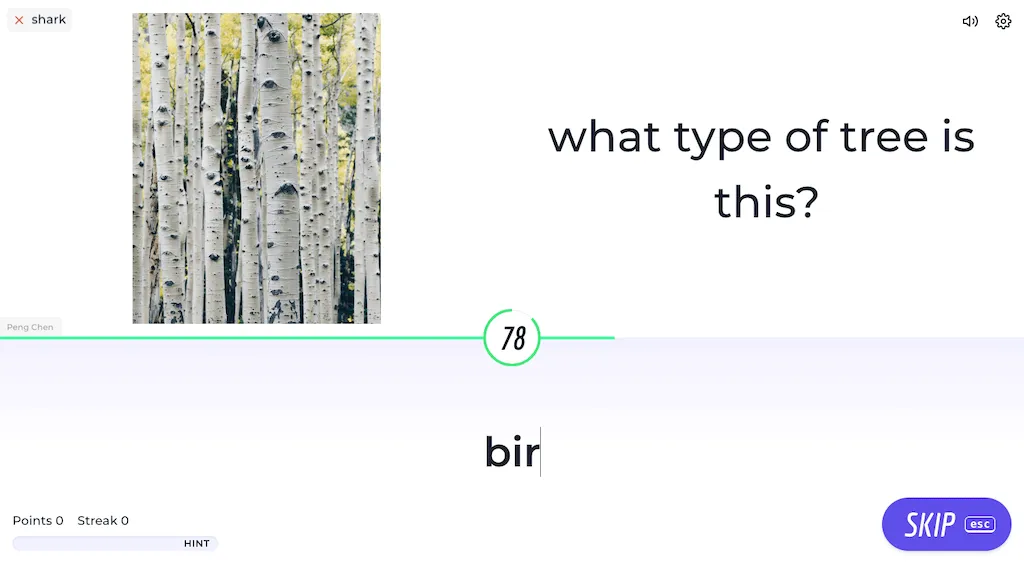 image of trees and a caption to its side in-game