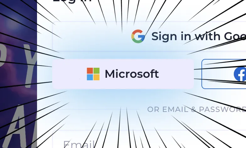 Microsoft sign in button with anime speed lines