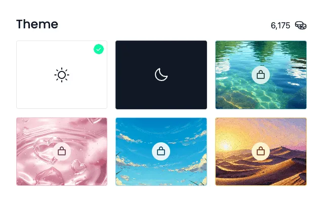 selection of themes to unlock