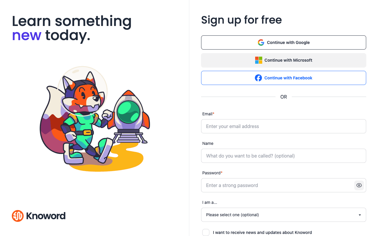 new signup page