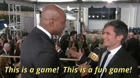 animated gif of man saying "this is a fun game!"