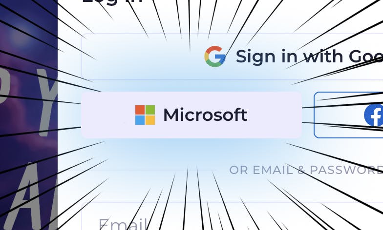 Microsoft sign in button with anime speed lines