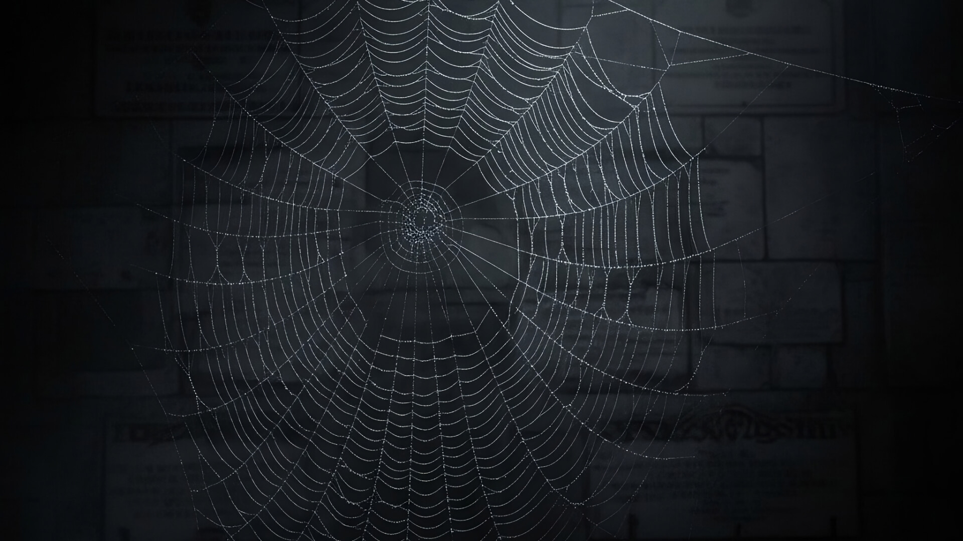 dark crypt with a spider web